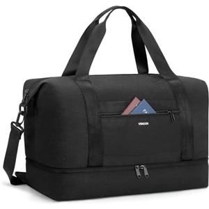 VSNOON Zaino Ryanair 40x30x20, 24L Pieghevole Borsone Da Viaggio | Resistente all'acqua Zaino Da Viaggio 40x30x20 con Scompartimento Scarpe per Donna e Uomo, Borsa per il Weekend, Sport, Nero