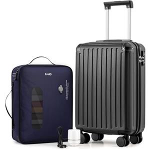 COOLIFE Valigetta da cabina 55 x 35 x 20 cm per Ryanair, bagaglio a mano, valigia rigida con serratura TSA e 4 ruote gemelle, Nero , Vakuum-55x35x20cm+Pumpe, Ryan Airlines Bag - Borsa da viaggio