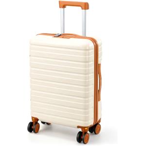 Lekesky Valigia Bagaglio a Mano 55x40x20, Trolley Cabina Rigido 40L TSA | Valigia rigida ABS antigraffio, Beige e Marrone, 4 ruote 360° rimovibili, 2,9 kg, conforme Ryanair EasyJet, viaggi brevi