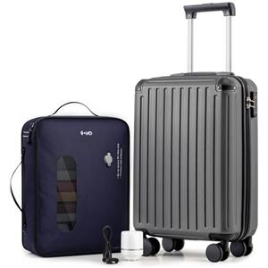 COOLIFE Valigetta da cabina 55 x 35 x 20 cm per Ryanair, bagaglio a mano, valigia rigida con serratura TSA e 4 ruote gemelle, grigio., Vakuum-55x35x20cm+Pumpe, Ryan Airlines Bag - Borsa da viaggio