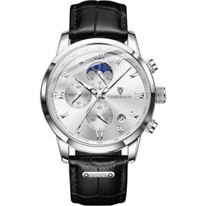 LIGE Orologio da uomo cronografo movimento al quarzo 3ATM impermeabile cinturino in pelle grande quadrante analogico multifunzionale luminoso classico sport aziendali miglior regalo per gli uomini