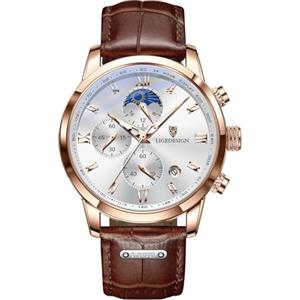 LIGE Orologio da uomo cronografo movimento al quarzo 3ATM impermeabile cinturino in pelle grande quadrante analogico multifunzionale luminoso classico sport aziendali miglior regalo per gli uomini