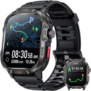 NONGAMX Orologio Smartwatch Uomo con GPS Tracker: 1.95" HD Smart Watch con Chiamate Bluetooth Torcia LED Cardiofrequenzimetro SpO2 Sonno Impermeabile 100+ Fitness Sport Contapassi Watches per IOS e Android