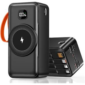 Togaga Power Bank Magnetico 66800mAh, 30W Ricarica Rapida, 15W Ricarica Wireless | Powerbank per Magsafe con 4 Câbles, 9 Uscita & 3 Ingresso, Display LCD, Caricatore Portatile con Smartphones