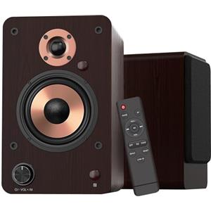 LONPOO LP-42M Diffusori da Scaffale attivi Hi-Fi 100W Woofer 4" Alluminio | connettività RCA, Ottica, Coassiale, Bluetooth 5.3, USB, AUX-in Per TV, PC e giradischi, telecomando