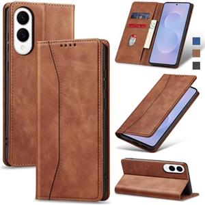 Jasonyu Cover per Samsung Galaxy S25 Edge, Portafoglio PU Pelle, Marrone | Flip Libro, Slot Porta Carte, Magnetica, Funzione Supporto, TPU Antiurto Custodia