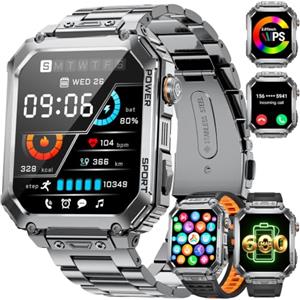 LIGE Smartwatch Uomo Con 3 Cinturini, Schermo HD 2,01", Orologio Smart Con Chiamata Bluetooth, Cardiofrequenzimetro 24/7 e SpO2, IP68 Impermeabile, 120+ Modalità Sportive Per Android iOS, EF2-L