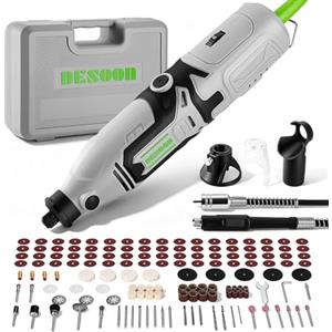 DESOON Utensile Multifunzione 170W, 145 Accessori, 6 Velocità 10000-38000 RPM, Mini Trapano Elettrico Rotante, Mandrino 3.2mm, Albero Flessibile, per Incidere, Forare, Tagliare, Smerigliare