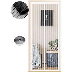 WENT Zanzariera Magnetica per Porte 100X 190 cm, Tenda Magnetica Zanzariera Porta, Nessun Attrezzo Richiesto, Facile da Installare, Adatto a Bambini e Animali Domestici, Strisce Bianche