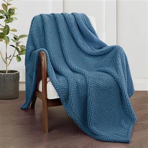 Whale Flotilla Coperta Plaid Pile in Flanella per Divano, 130 x 170 cm | Coperta Jacquard Morbida e Calda, Leggera per Letto Singolo e Matrimoniale, Adatta a Tutte le Stagioni, Blu Navy