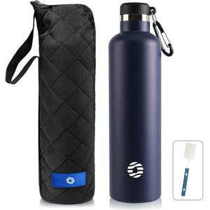 FEIJIAN Borraccia Termica 750ml in Acciaio Inox + Zaino per Palestra | Facile da pulire, senza perdite e senza BPA, spazzola per bottiglia incluse, per sport e scuola