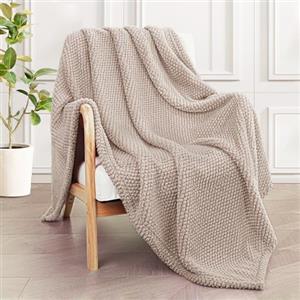 Whale Flotilla Coperta Plaid Pile in Flanella per Divano, 130 x 170 cm | Coperta Jacquard Morbida e Calda, Leggera per Letto Singolo e Matrimoniale, Adatta a Tutte le Stagioni, Beige