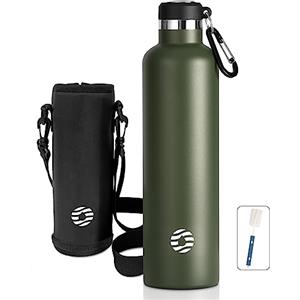 FEIJIAN Borraccia Termica 1L in Acciaio Inox + Zaino per Palestra | Facile da pulire, senza perdite e senza BPA, spazzola per bottiglia incluse, per sport e scuola