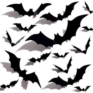 Sinekong 60 Pezzi Decorazioni Halloween Pipistrelli Adesivi, 3D Pipistrello Vetrofanie Halloween Pipistrelli Adesivo Halloween Decorazioni della Parete Finestra Domestica Halloween Adesivi