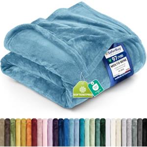 Utopia Bedding Plaid Coperta Pile di Flanella [150x200 cm, Blu slavato] | Pled Divano, Coperta Morbida per Letto Matrimoniale, Calda e Accogliente, Ideale per Letto, Divano e Poltrona