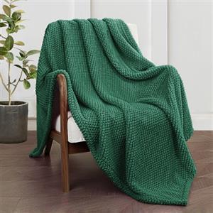 Whale Flotilla Coperta Plaid Pile in Flanella per Divano, 130 x 170 cm | Coperta Jacquard Morbida e Calda, Leggera per Letto Singolo e Matrimoniale, Adatta a Tutte le Stagioni, Verde Scuro