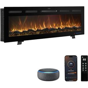 Mystflame Galaxy Pro Caminetto Elettrico WiFi 91,5cm, Alexa, 750/1500W | 13 colori di fiamma LED, suono scoppiettante e controllo da app