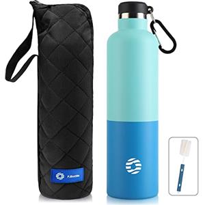FEIJIAN Borraccia Termica 1L in Acciaio Inox + Zaino per Palestra | Facile da pulire, senza perdite e senza BPA, spazzola per bottiglia incluse, per sport e scuola