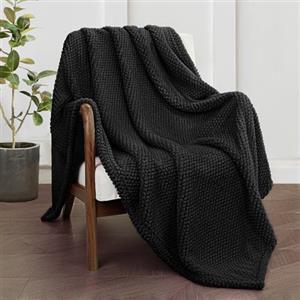 Whale Flotilla Coperta Plaid Pile in Flanella per Divano, 130 x 170 cm | Coperta Jacquard Morbida e Calda, Leggera per Letto Singolo e Matrimoniale, Adatta a Tutte le Stagioni, Nero