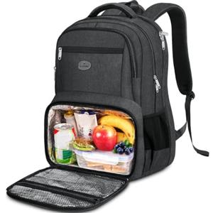 MATEIN Zaino Porta PC Porta Pranzo Termico, Zaino Lavoro Uomo 18 Pollici | Zaino PC con Pranzo Termico, Multitasche Zaino da Lavoro Uomo, Impermeabile Borsa Frigo per Università Viaggio Picnic, Nero