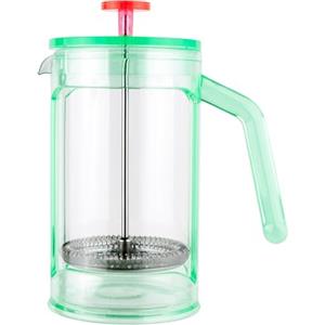 Café Olé Chiaro Caffettiera a Stantuffo 600 ml Verde Rossa | French press con filtro inox, bicchiere in vetro e manico acrilico. Per 2-3 tazze