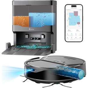 Lefant M210 Omni Robot Aspirapolvere Lavapavimenti Rullo 20.000Pa | Anti Groviglio, Aspirapolvere Robot con Lavaggio ad Acqua Pulita, Contenitore 800ml, 85mm, 2.4G WiFi, Mappatura ToF,Grigio