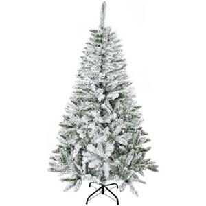 HOMCOM Albero di Natale Innevato 150 cm con 358 Rami Ignifughi, Verde | Albero di Natale Artificiale Folto, Effetto Realistico, Base in Acciaio, Casa Ufficio Negozio, Facile Montaggio