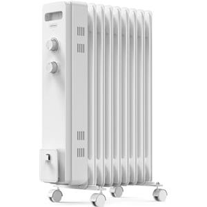 VonHaus Radiatore a Olio Elettrico 9 Elementi - Stufa ad Olio Portatile da 2000W, per Casa, Ufficio, Stanze - Termostato Regolabile, 3 Livelli di Calore, 4 Ruote, Cavo da 1,5 m (Bianco)