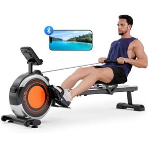 Dripex Vogatore da Casa Silenzioso con 16 Livelli di Resistenza, Doppio Binario Stabile, Schermo LCD, Bluetooth App, Portata 160 kg - Ideale per Allenamento Completo a Casa