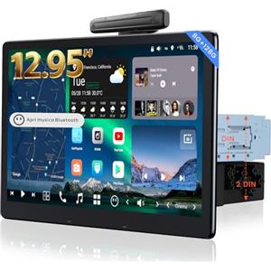 ATOTOZONE [12.95" QLED] ATOTOZONE X10 Autoradio 1 DIN e 2 DIN con Schermo Flottante, 8G+128G, Audio 7.1.2 CH, 4G LTE & SIM Cloud, Senza Fili CarPlay & Android Auto,Visione AI, LiveView Re-moto, GPS da Cruscotto