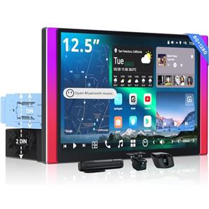 ATOTOZONE [12.5" QLED con LED laterali] ATOTOZONE X10 Autoradio Android, Display Flottante, Single/Double DIN, DVR Dual-Cam, AI Vision, LiveView da remoto, Audio 7.1.2, RCA 4V, HDMI IN, 8G+128G, 4G LTE