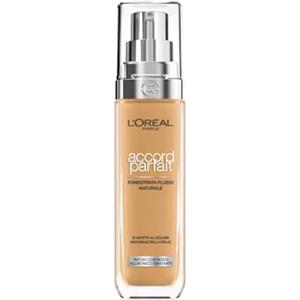 L'Oreal Paris L'Oréal Paris Fondotinta Liquido, Incarnato Uniforme e Illuminato, Finish Naturale, Per Tutti i Tipi di Pelle, Formula con Acido Ialuronico, Accord Parfait, Tonalità: 6D/W Golden Honey, 30 ml