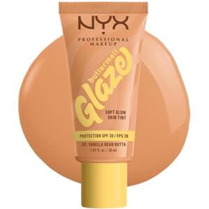 NYX Professional Makeup Fondotinta Illuminante, Per Tutti i Tipi di Pelle, Incarnato Uniforme e Luminoso, Effetto Naturale e Tenuta 12H, Con SPF 30, Buttermelt Glaze, Tonalità: 02 Vanilla Bean Butta