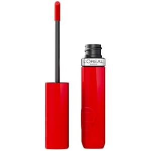 L'Oreal Paris L'Oréal Paris Rossetto Liquido, Colore Intenso ed Effetto Laccato, Tenuta 16H, Resistente alle Sbavature, No Transfer, Con Squalano, Infaillible Laque Resistence, Tonalità: 410 Rouge Poppy, 4,3 ml