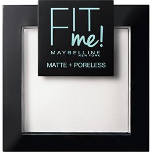 Maybelline Cipria Fit Me Matte&Poreless, Finish Opacizzante e Fissante, Pennello e Specchietto Inclusi, Translucent (90),