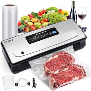 INKBIRD INK-VS02 Macchina Sottovuoto Alimenti con Vuoto Esterno, Blu | 5 modalità secco/umido/impulsi/sigillato, -85 kpa aspirazione, 200 sigillature, anti-surchauffe, silenzioso, taglierina