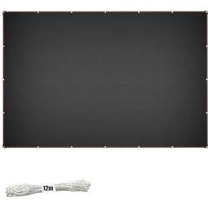 PEILU Tenda da sole da giardino, 4 x 6 m, rettangolare, in tela con occhielli e 12 m, resistente al vento, rete ombreggiante in HDPE da 150 g/m², protezione dai raggi UV, per terrazza, balcone