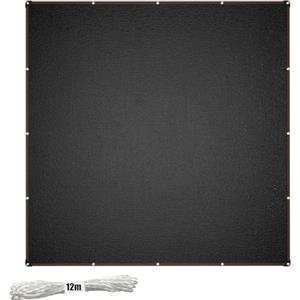 PEILU Tenda da sole da giardino, 4 x 4 m, quadrata in tela con occhielli e 12 m, resistente al vento, rete ombreggiante in HDPE da 150 g/m², protezione UV per terrazza, balcone, piscina