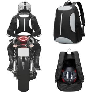 VENATIN Zaino da Moto Impermeabile, Grande per Uomo e Donna, da Viaggio Laptop 14 Pollici, Leggero, Colore Nero