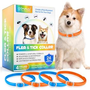 Bibonse Collare Antiparassitario per Cani 4 Pezzi, Collare Antipulci per Cane, Regolabile e Impermeabile, Sicuro e Naturale, Lunghezza 75cm, Protezione 24 Mesi, per Tutti i Cani