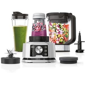 Ninja Foodi Power Nutri, Frullatore 3 in 1, 6 Funzioni, 1200W, Argento | Blender con Caraffa (2,1L), Bicchiere Monoporzione (700ml), Ciotola (400ml), Tritatutto, Frullati, Smoothie, Salse, CB350EU