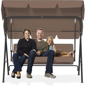 PEILU 176 x 110 x 152 cm, dondolo Hollywood con tettuccio parasole, cuscino e telaio in acciaio, 3 posti, dondolo da giardino portata fino a 200 kg, panca dondolo lettino da giardino per interni ed