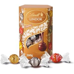 Lindt LINDOR Praline di Cioccolato al Latte, Fondente, Bianco, 16 Cioccolatini Assortiti, in confezione 200g