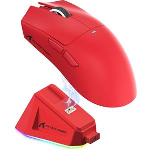 ATTACK SHARK X11 - Mouse da gioco con dock di ricarica magnetico, PixArt PAW3311, sensore da gioco, BT/2.4G, wireless/cablato, 22000 DPI, per Windows 11/Xbox/PS/Mac (rosso)