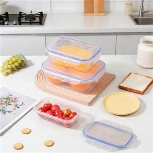 VINATO Contenitori Ermetici Per Alimenti BPA-Free Impilabili - Contenitori Plastica 3 Pezzi 580ml/1300ml/2500ml - Vaschette Plastica Per Alimenti per Microonde, Frigo e Lavastoviglie