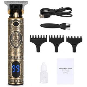 Carehabi Tagliacapelli e Regolabarba Uomo Professionale, Rasoio Elettrico Trimmer | Corpo in metallo bronzo vintage, Trimmer mit batteria litio 1500mAh 180 min, motore 6500 RPM, pratico rasoio da viaggio