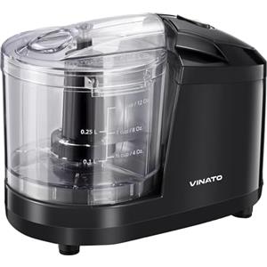 VINATO Tritatutto Elettrico da Cucina 350 ml per Carne, Cipolle & Verdure | Tritatutto elettrico 200 W: 2 lame inox, bicchiere 350 ml, un pulsante, smontabile e lavabile in lavastoviglie