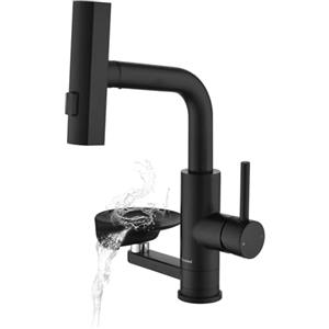 Mynaiad Rubinetto lavello Cucina Miscelatore Lavaglassi Estraibile 3 Getti,Nero | Rubinetto Cucina con Doccetta Estraibile Mynaiad Lavaglassi,360°,Acciaio 304 Spazzolato per Cucina Bar Bagno