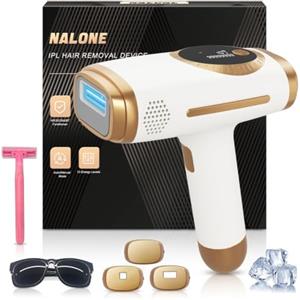 NALONE Epilatore Luce Pulsata con Funzione di Raffreddamento | 4-In-1 HR/SC/RA/BT IPL, Epilatore Laser Donna, 999,900 Impulsi, Adatto per Corpo, Viso, Ascelle, Gambe