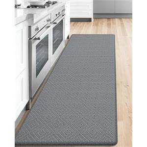 COLOR&GEOMETRY Tappeto da Cucina Antiscivolo - 44x75cm, Grigio | Tappeto runner Impermeabile, Imbottito Antifatica da 10 mm , Superficie in pelle, facile da pulire per Cucina e Corridoio